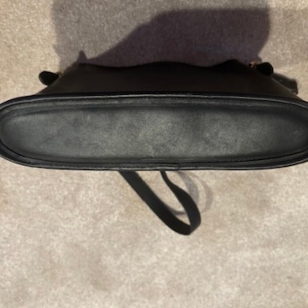 Vintage Coach Black Equestrian Bag with Long Strap, Gold Hardware, and Bag Tag - Picture 10 of 14